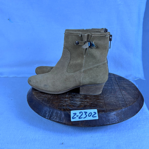 Sofft Boots Womens 7.5 Tan Suede Leather Boho Western Heels Ankle Buckle Zipper - Picture 13 of 13
